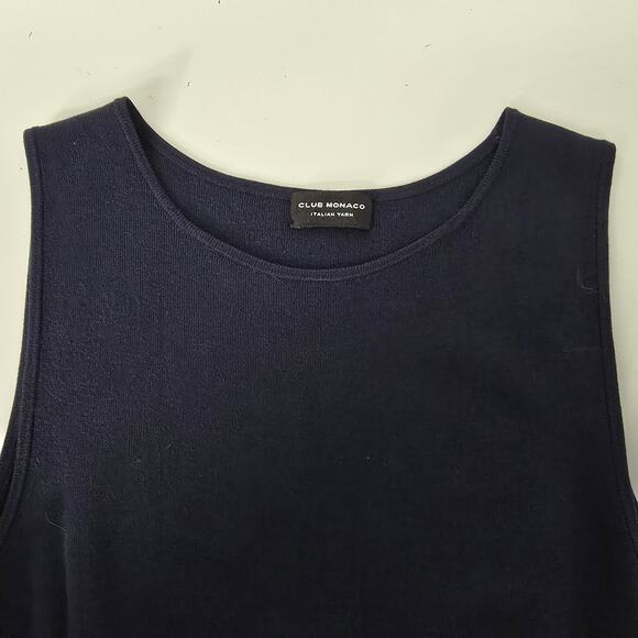 Club Monaco Dress Italian Yarn Knit Stretch Sleeveless Navy Blue Size XS / XXS - Picture 9 of 11